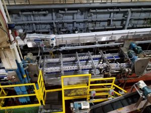 Overhead view of beverage production line at City Brewing Company, part of a brewery waste management case study showcasing efficiency and sustainability improvements.