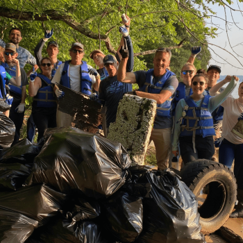 Our team with a portion of our collected debris from the TN River clean up