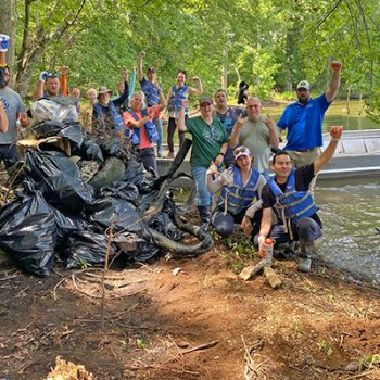 A photo showing volunteers at the 2024 Keep The Tennessee River Beautiful cleanup.